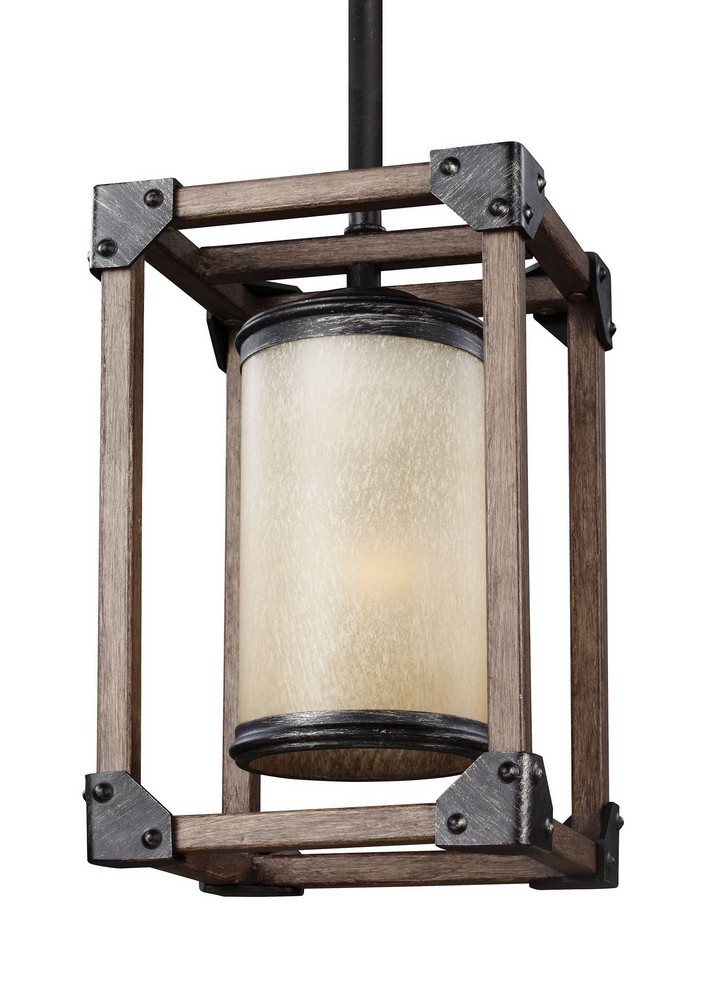 Sea Gull Lighting-6113301-846-Dunning - One Light Mini-Pendant in Contemporary Style - 6 inches wide by 9.5 inches high Incandescent:100 Watt  Stardust Finish with Creme Parchment Glass