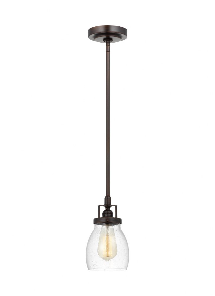 Sea Gull Lighting-6114501-710-Belton - 1 Light Mini-Pendant Incandescent Lamping  Bronze Finish with Clear Seeded Glass