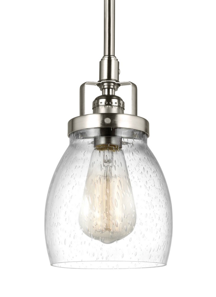 Sea Gull Lighting-6114501-962-Belton - 1 Light Mini-Pendant Brushed Nickel Incandescent Bronze Finish with Clear Seeded Glass