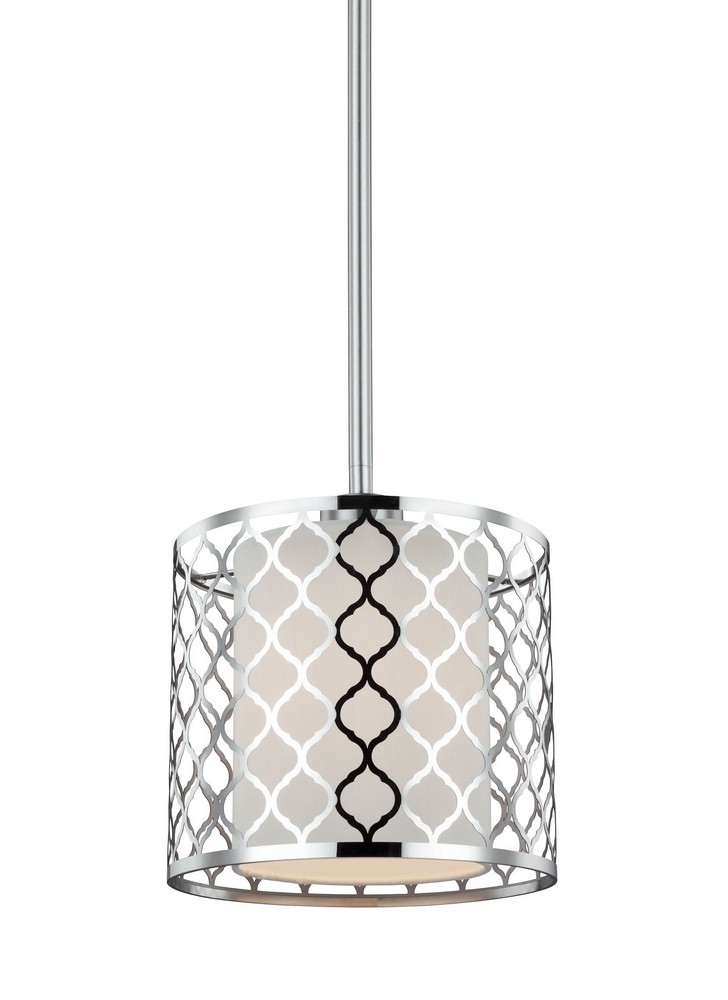 Sea Gull Lighting-6115501-962-Jourdanton - One Light Mini-Pendant Brushed Nickel Incandescent Brushed Nickel Finish with Faux Silk Fabric Shade