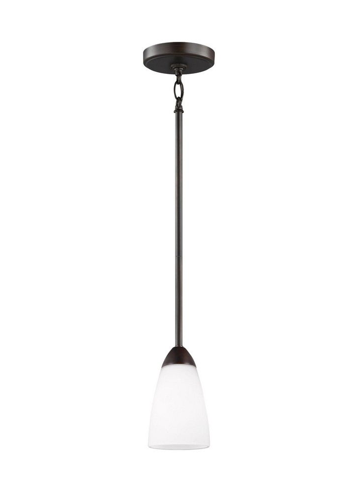 Sea Gull Lighting-6120201EN3-710-Seville - One Light Mini Pendant - 4 inches wide by 7 inches high Bronze LED Bronze Finish with Etched/White Glass