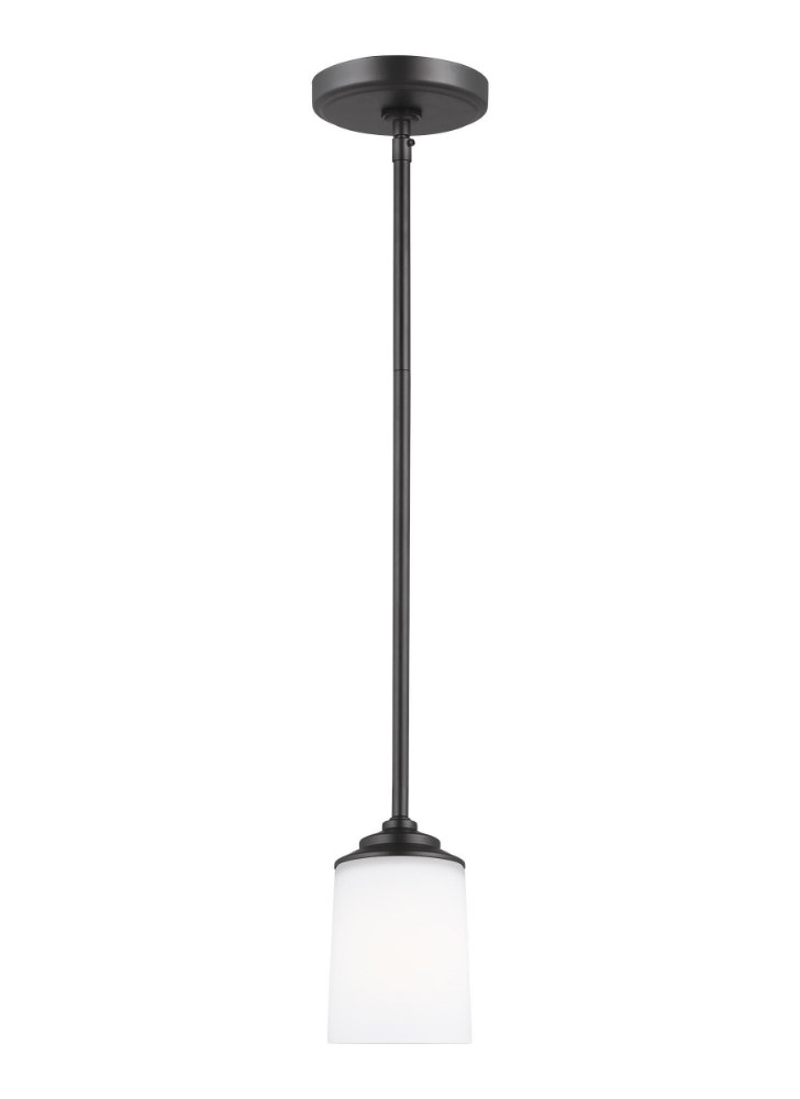 Sea Gull Lighting-6130701EN3-112-Kemal - 1 Light Mini Pendant - 4 inches wide by 6.5 inches high Midnight Black LED Midnight Black Finish with Etched/White Glass