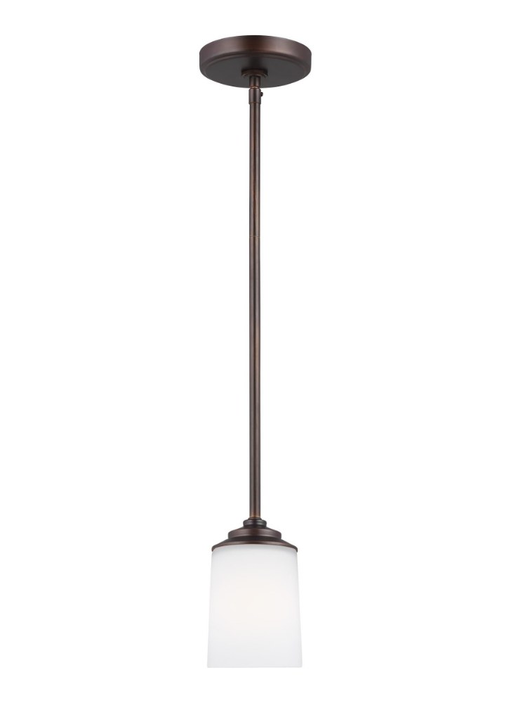 Sea Gull Lighting-6130701EN3-710-Kemal - 1 Light Mini Pendant - 4 inches wide by 6.5 inches high Bronze LED Midnight Black Finish with Etched/White Glass