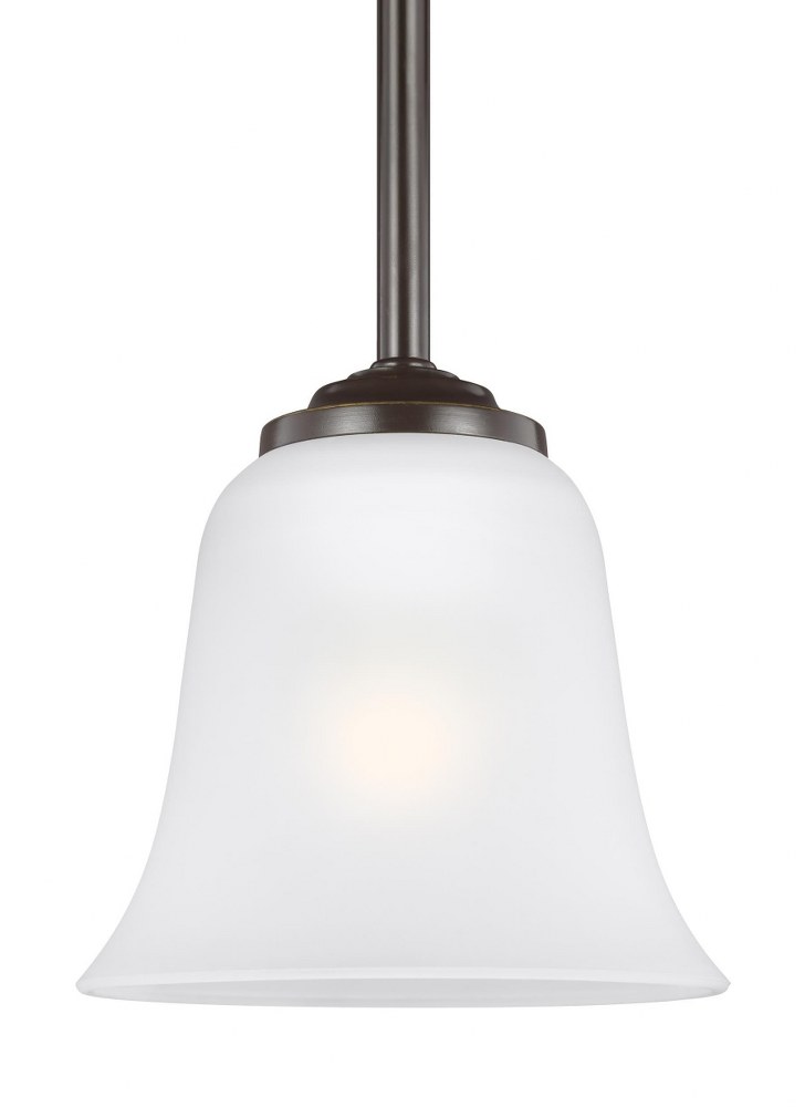 Sea Gull Lighting-6139001-782-Emmons - 100W One Light Mini-Pendant in Traditional Style - 5.88 inches wide by 5.75 inches high Heirloom Bronze Incandescent Brushed Nickel Finish with Satin Etched Glas