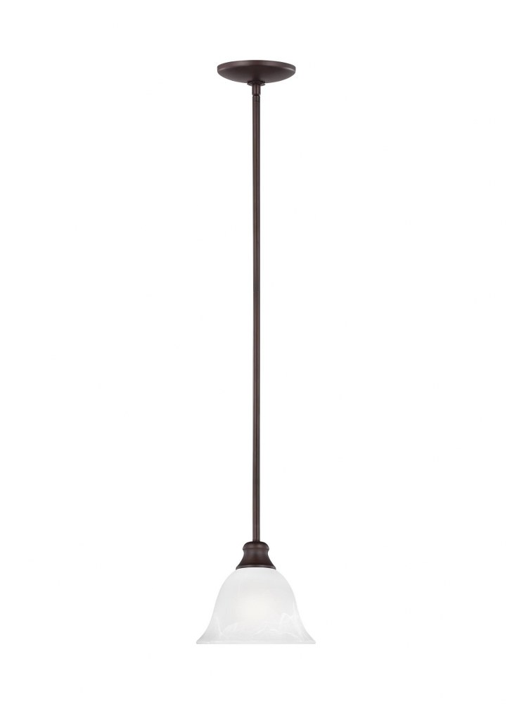 Sea Gull Lighting-61940-710-Windgate - 1 Light Mini-Pendant Bronze Incandescent Bronze Finish with Alabaster Glass