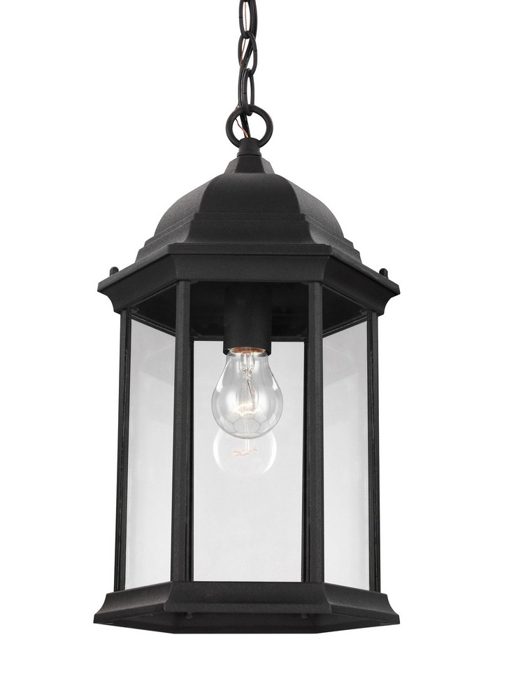 Sea Gull Lighting-6238701-12-Sevier - One Light Outdoor Pendant in Traditional Style - 9.38 inches wide by 16.63 inches high Black  Antique Bronze Finish with Clear Glass