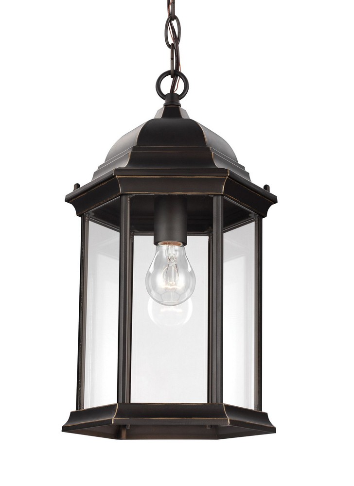 Sea Gull Lighting-6238701-71-Sevier - One Light Outdoor Pendant in Traditional Style - 9.38 inches wide by 16.63 inches high Antique Bronze  Antique Bronze Finish with Clear Glass