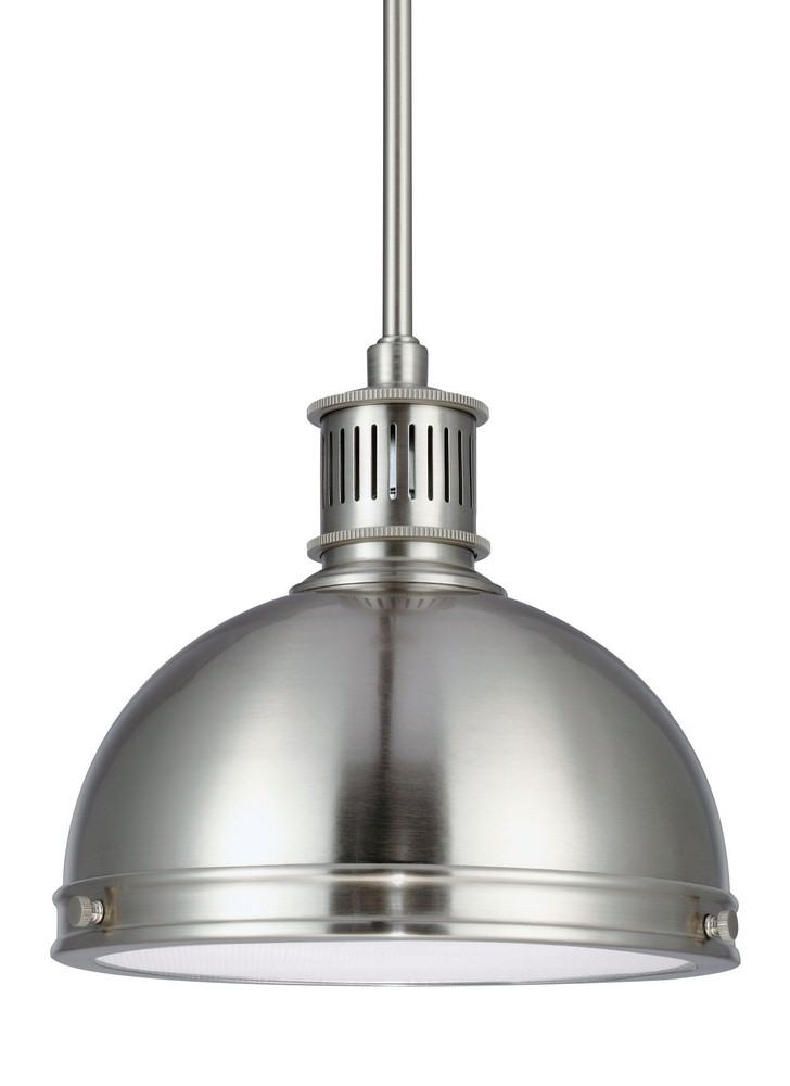 Sea Gull Lighting-65085-962-Pratt Street - One Light Pendant in Contemporary Style - 9.5 inches wide by 8.5 inches high Brushed Nickel Incandescent Brushed Nickel Finish with Clear Textured Glass