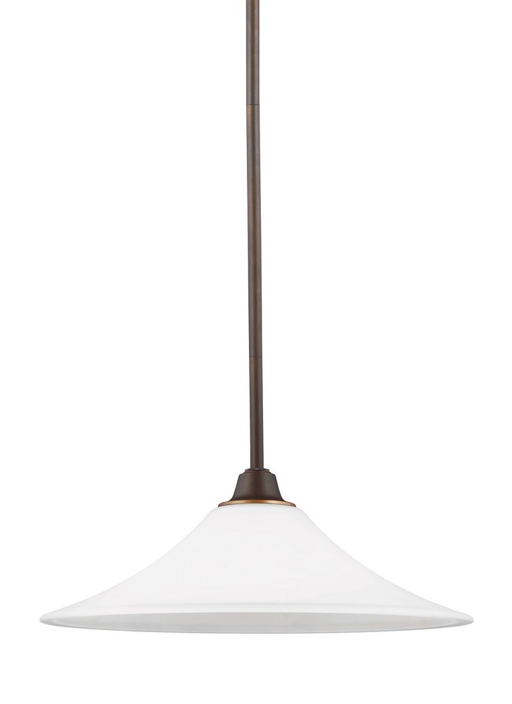 Sea Gull Lighting-6513201-715-Metcalf - One Light Pendant in Transitional Style - 15 inches wide by 7.5 inches high Autumn Bronze Incandescent Brushed Nickel Finish with Satin Etched Glass