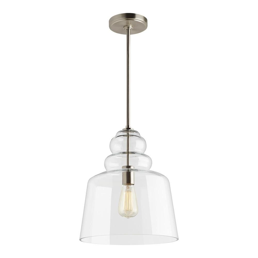 Sea Gull Lighting-6513501-962-Agatha - 1 Light Pendant   Brushed Nickel Finish with Clear Glass