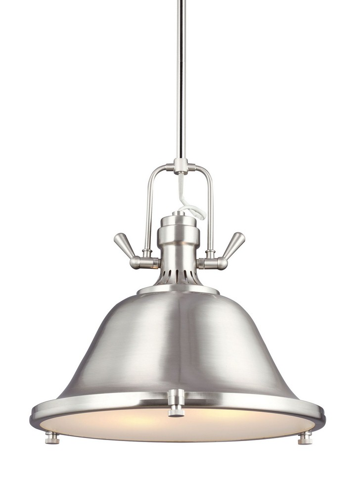 Sea Gull Lighting-6514402-962-Stone Street - Two Light Pendant in Contemporary Style - 17.25 inches wide by 15.5 inches high Incandescent: 60 Watt  Brushed Nickel Finish with Satin Etched Glass
