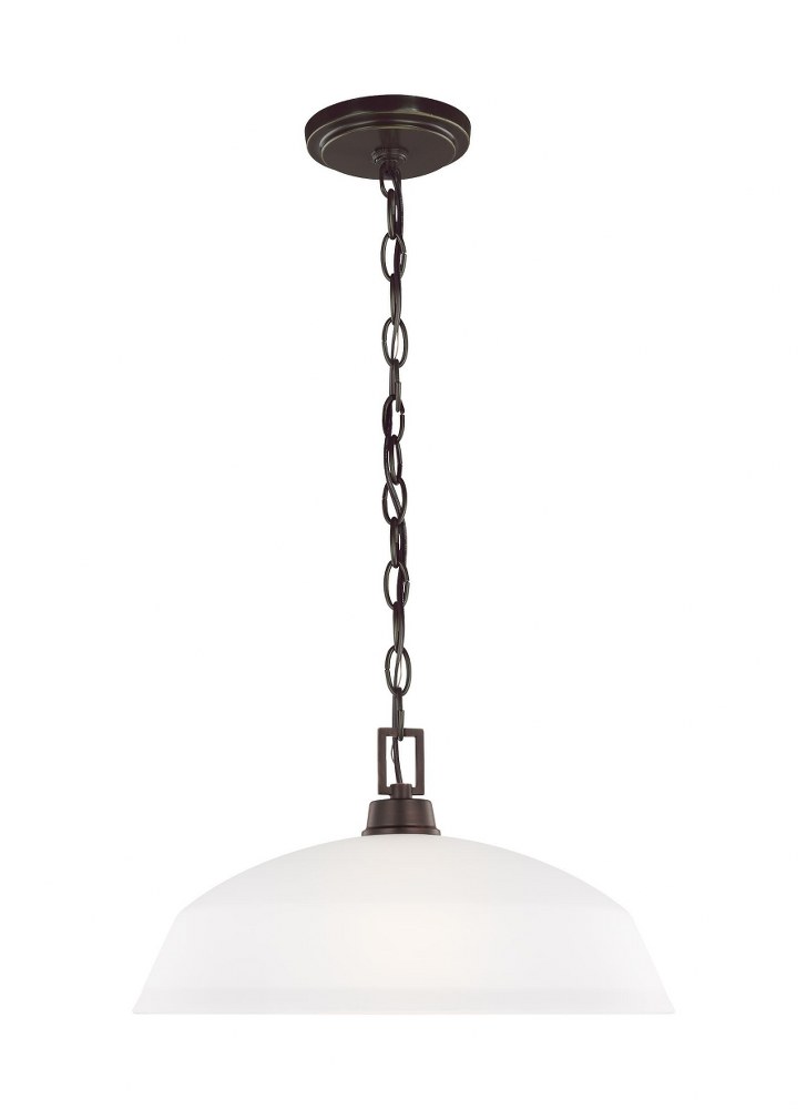 Sea Gull Lighting-6515201-710-Kerrville - 100W One Light Pendant in Transitional Style - 15 inches wide by 8 inches high Bronze Incandescent Brushed Nickel Finish with Satin Etched Glass