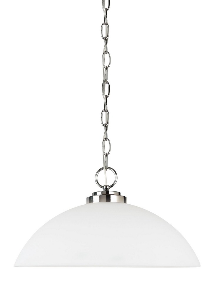 Sea Gull Lighting-65160-05-Oslo - One Light Pendant in Contemporary Style - 15.75 inches wide by 8.75 inches high Chrome Incandescent Chrome Finish with Etched/White Glass