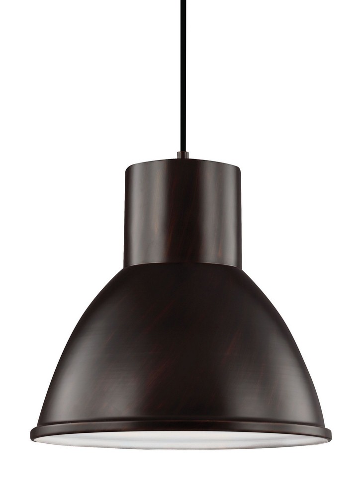 Sea Gull Lighting-6517401-710-Division Street - One Light Down Pendant in Contemporary Style - 15.25 inches wide by 14.75 inches high Burnt Sienna Incandescent Brushed Nickel Finish