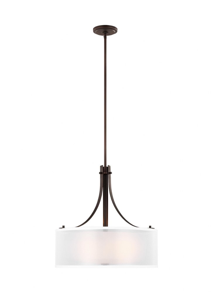 Sea Gull Lighting-6537303-710-Elmwood Park - 3 Light Pendant in Traditional Style - 19 inches wide by 18 inches high Incandescent Lamping  Bronze Finish with Satin Etched Glass