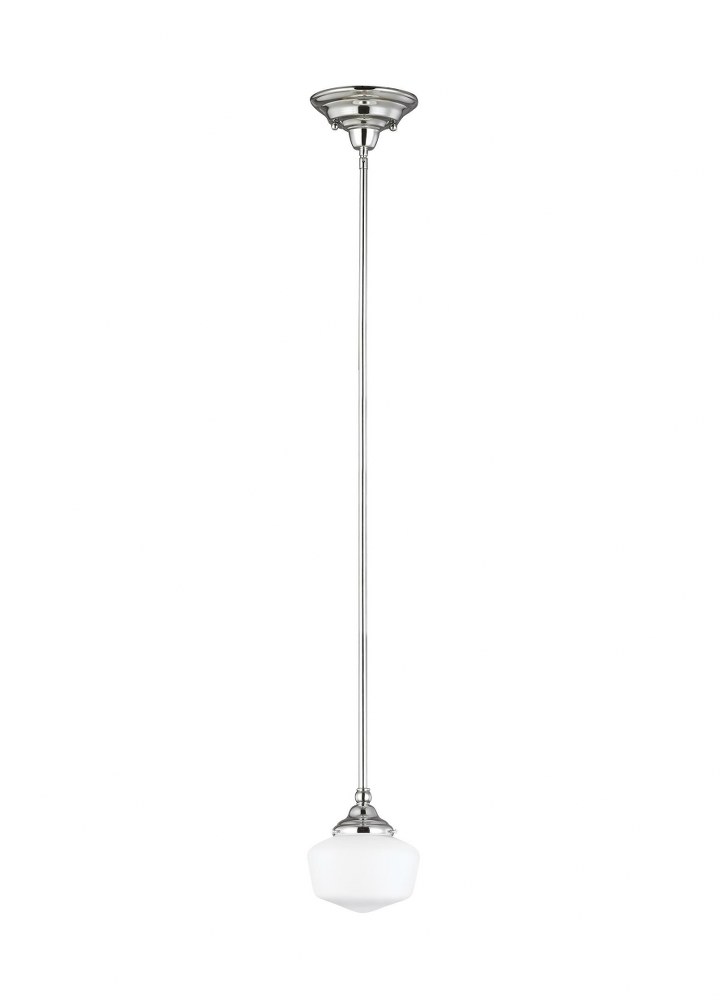 Sea Gull Lighting-65436-05-Academy - One Light Pendant in Transitional Style - 6.75 inches wide by 7.5 inches high Chrome Incandescent Brushed Nickel Finish with Satin White Glass