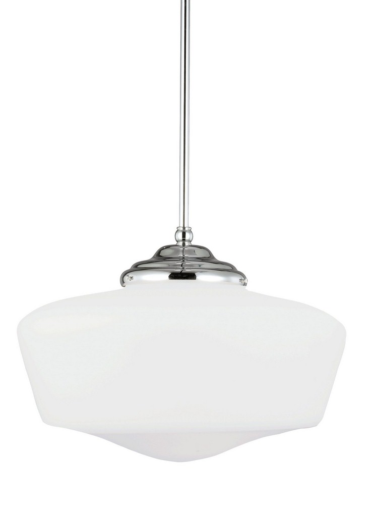 Sea Gull Lighting-65439-05-Academy - One Light Pendant in Transitional Style - 17 inches wide by 12.25 inches high   Chrome Finish with Satin White Glass