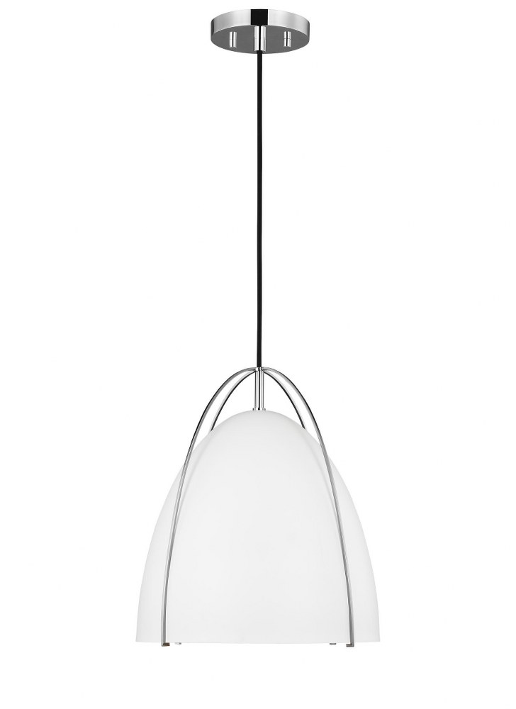 Sea Gull Lighting-6551801-05-Norman - 1 Light Pendant Chrome/Matte White Incandescent Chrome/Matte White Finish with Matte White-�Steel Shade