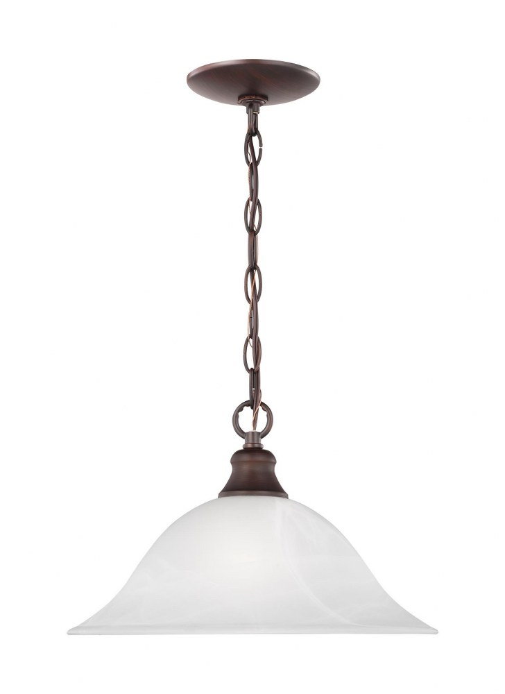 Sea Gull Lighting-65940-710-Windgate - 13.25 Inch 1 Light Pendant   Bronze Finish with Alabaster Glass