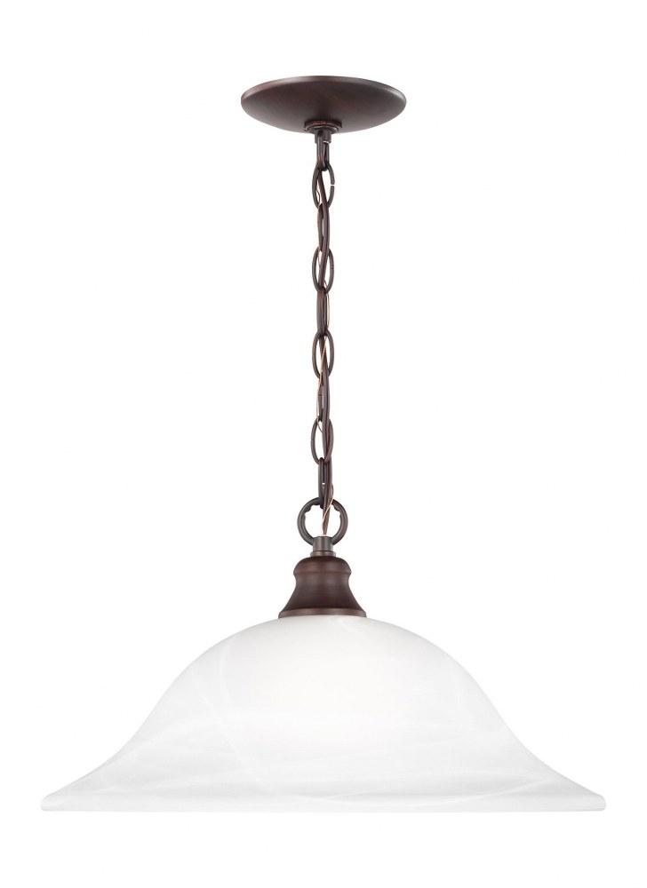 Sea Gull Lighting-65942-710-Windgate - 15.75 Inch 1 Light Pendant   Bronze Finish with Alabaster Glass