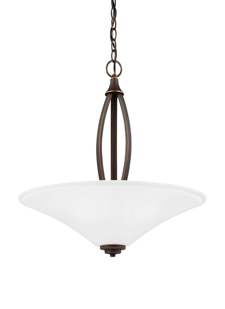 Sea Gull Lighting-6613203-715-Metcalf - Three Light Pendant in Transitional Style - 22 inches wide by 24 inches high Incandescent: 75 Watt  Autumn Bronze Finish with Satin Etched Glass