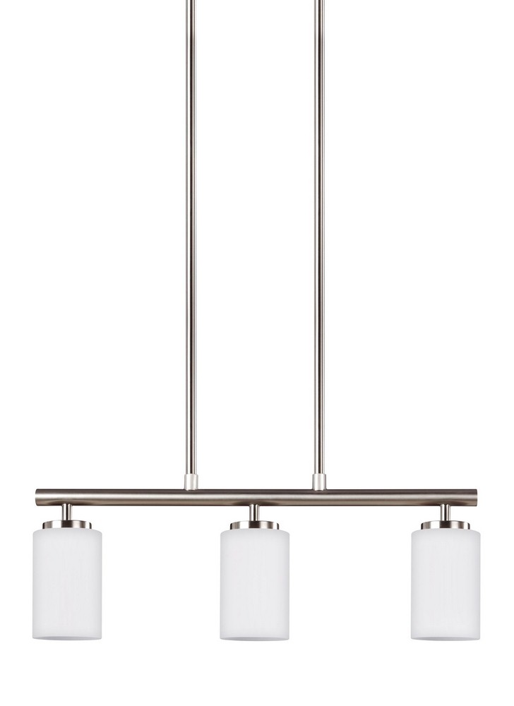 Sea Gull Lighting-66160-962-Oslo - Three Light Island Brushed Nickel Incandescent Midnight Black Finish with Cased Opal Etched Glass