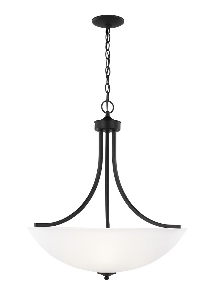 Sea Gull Lighting-6616504-112-Geary - 4 Light Large Pendant in Transitional Style - 25 inches wide by 27.13 inches high Incandescent Lamping  Midnight Black Finish with Satin Etched Glass