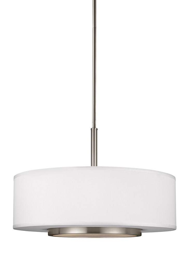 Sea Gull Lighting-6628003-962-Nance - 3 Light Pendant in Transitional Style - 19.25 inches wide by 13.5 inches high Brushed Nickel Incandescent Brushed Nickel Finish with Satin Etched Glass with Off-W