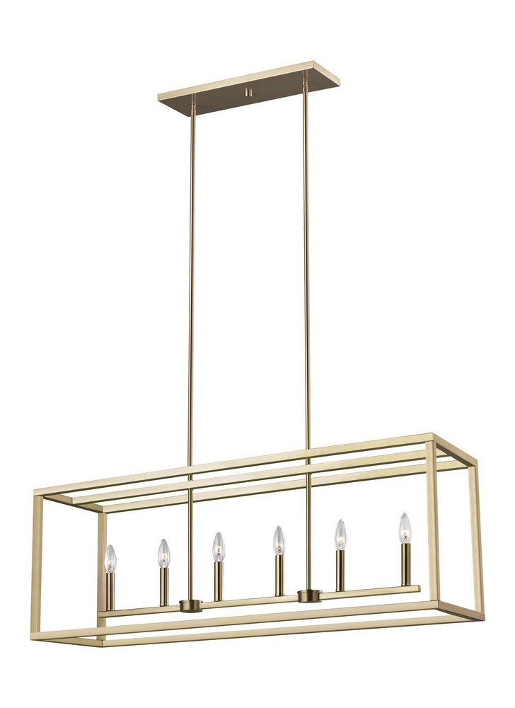 Sea Gull Lighting-6634506-848-Moffet Street - 6 Light Island Satin Brass Incandescent Satin Brass Finish