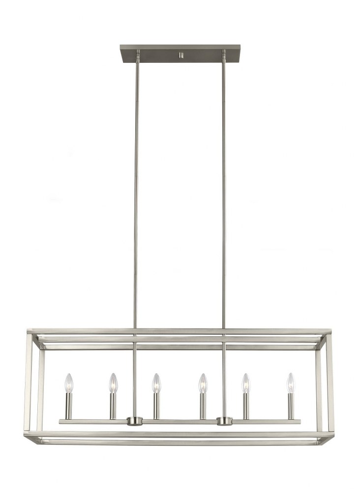 Sea Gull Lighting-6634506-962-Moffet Street - 6 Light Island Brushed Nickel Incandescent Satin Brass Finish