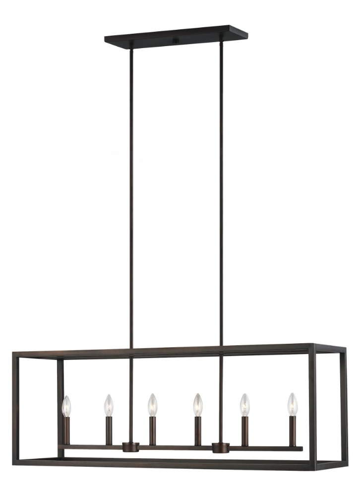 Sea Gull Lighting-6634506EN-710-Moffet Street - 6 Light Island Bronze LED Satin Brass Finish