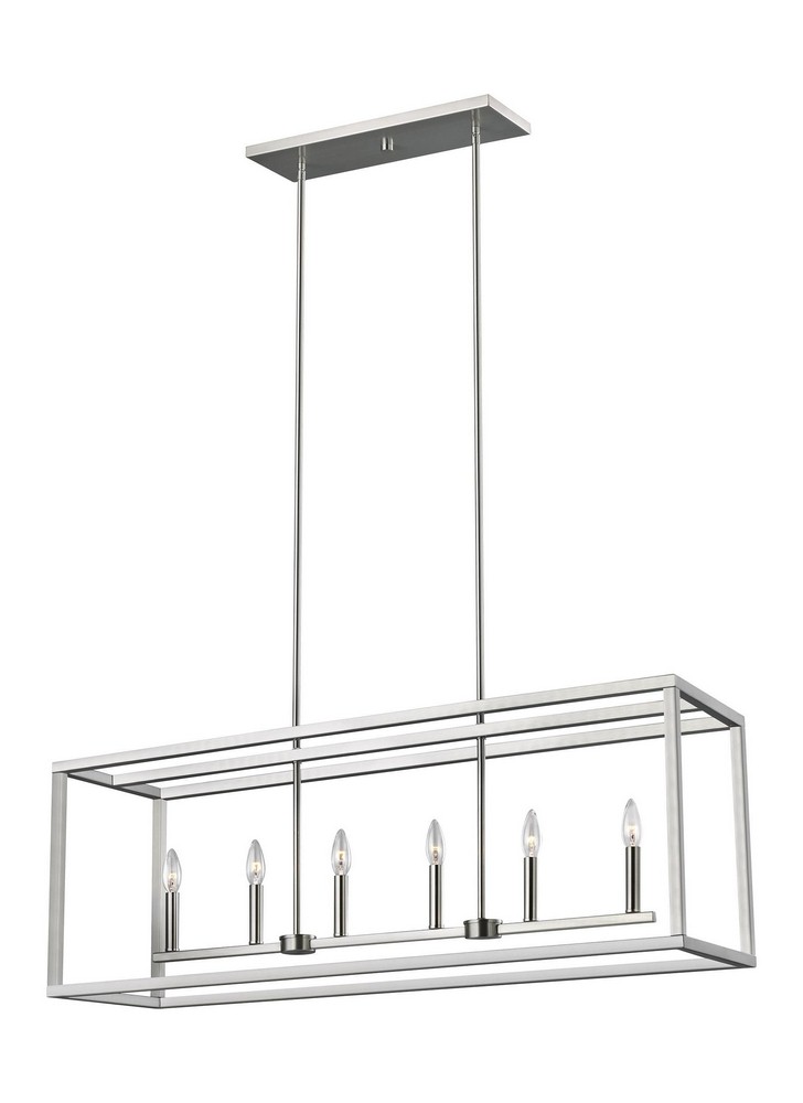 Sea Gull Lighting-6634506EN-962-Moffet Street - 6 Light Island Brushed Nickel LED Satin Brass Finish