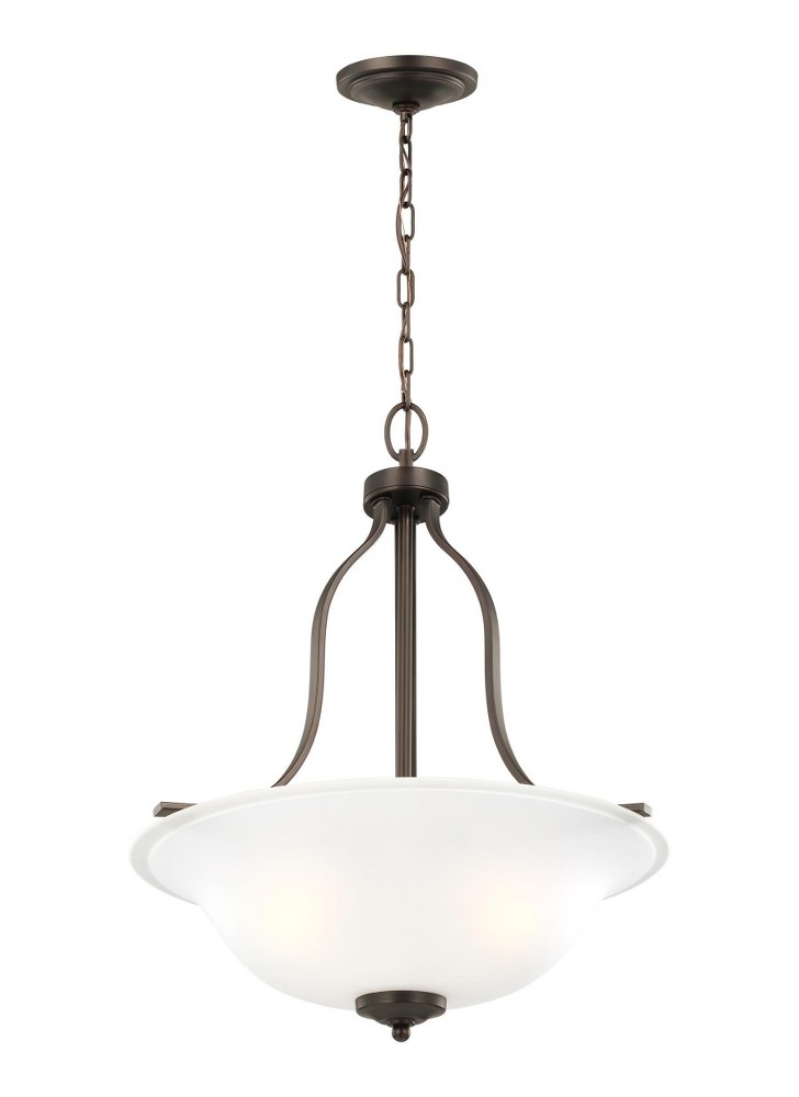 Sea Gull Lighting-6639003-710-Emmons - 3 Light Pendant Incandescent Lamping  Bronze Finish with Satin Etched Glass