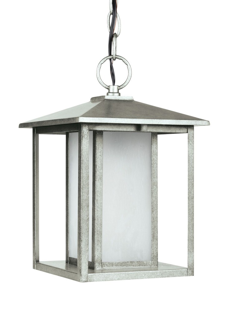 Sea Gull Lighting-69029-57-Hunnington - 100W One Light Outdoor Pendant in Contemporary Style - 9 inches wide by 13.75 inches high Weathered Pewter Incandescent Weathered Pewter Finish with Etched Seed