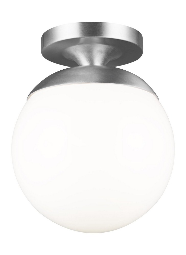 Sea Gull Lighting-7518-04-Leo - Hanging Globe - One Light Semi-Flush Mount in Contemporary Style - 8 inches wide by 9.63 inches high Satin Aluminum Incandescent Leo - Hanging Globe - One Light Semi-Fl