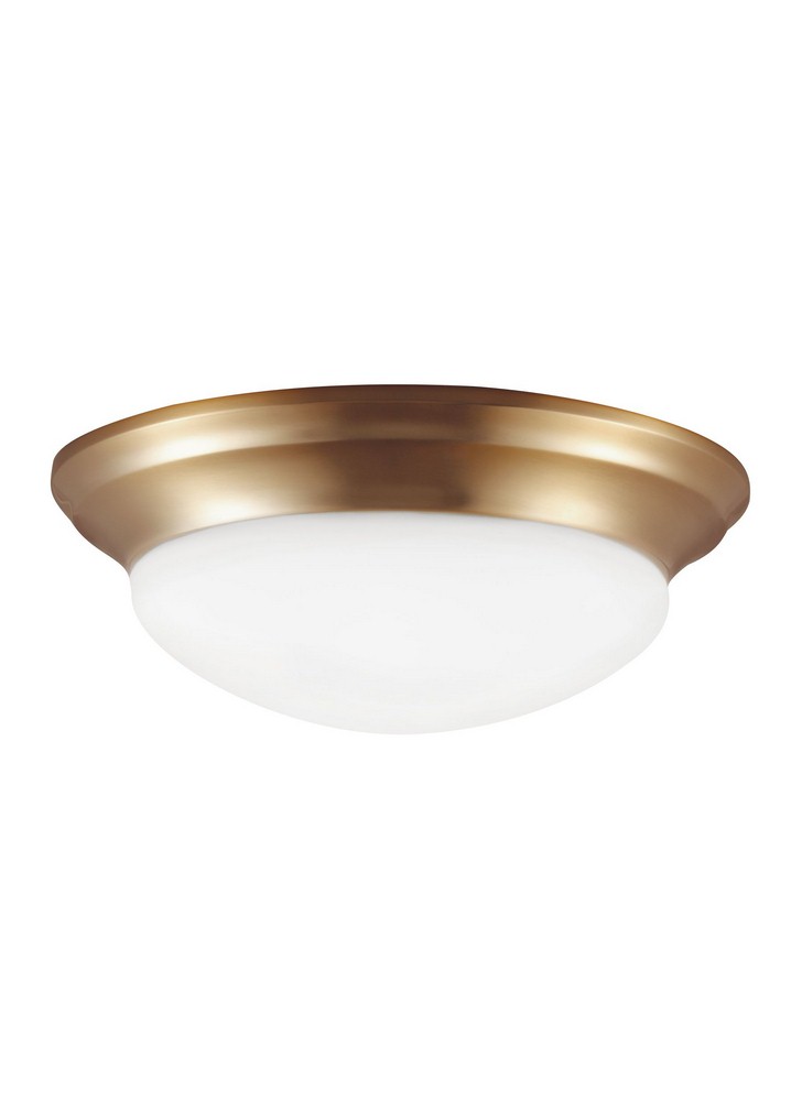 Sea Gull Lighting-75434-848-Nash - 1 Light Flush Mount in Contemporary Style - 11.5 inches wide by 4 inches high Medium Base A19  Satin Brass Finish with Satin Etched Glass
