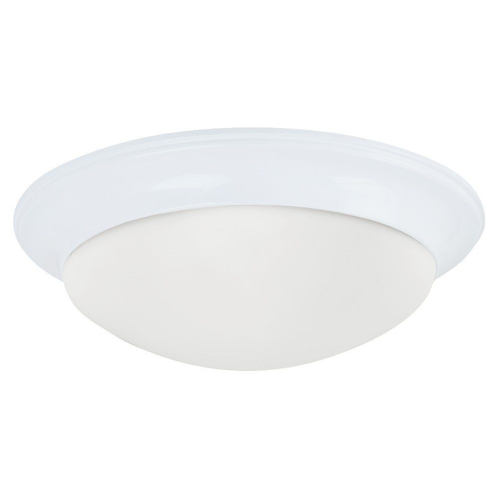 Sea Gull Lighting-75436-15-Nash - 3 Light Flush Mount in Contemporary Style - 16.75 inches wide by 5.5 inches high White Incandescent Satin Brass Finish with Satin Etched Glass