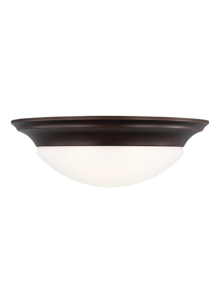 Sea Gull Lighting-75436-710-Nash - 3 Light Flush Mount in Contemporary Style - 16.75 inches wide by 5.5 inches high Bronze Incandescent Satin Brass Finish with Satin Etched Glass