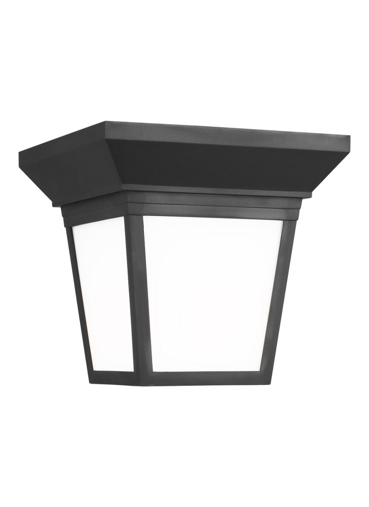 Sea Gull Lighting-7546701EN3-12-Lavon - 1 Light Outdoor Flush Mount - 7.25 inches wide by 6.88 inches high Black LED Black Finish with Smooth White Glass