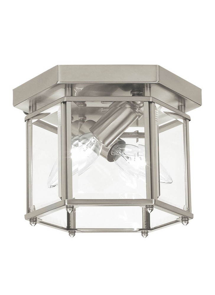 Sea Gull Lighting-7647EN-962-Bretton - 2 Light Flush Mount Brushed Nickel LED Brushed Nickel,Panels - Glass - Clear Beveled