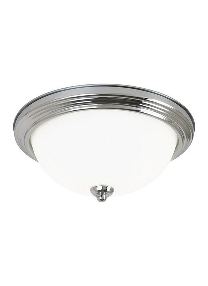 Sea Gull Lighting-77063-05-Geary - 1 Light Flush Mount in Transitional Style - 11.5 inches wide by 5.5 inches high Chrome Incandescent Chrome Finish with Satin Etched Glass