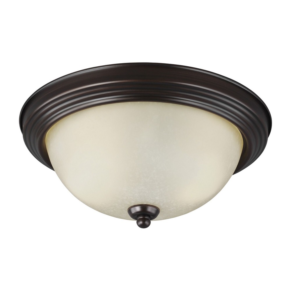 Sea Gull Lighting-77064-710-Two Light Flush Mount in Transitional Style - 12.5 inches wide by 5.5 inches high   Bronze Finish with Amber Scavo Glass