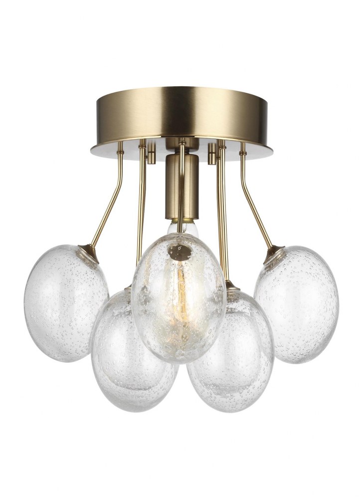 Sea Gull Lighting-7714301-848-Bronzeville - 1 Light Semi-Flush Mount in Modern Style - 15 inches wide by 10.13 inches high Satin Brass  Satin Brass Finish with Clear Seeded Glass