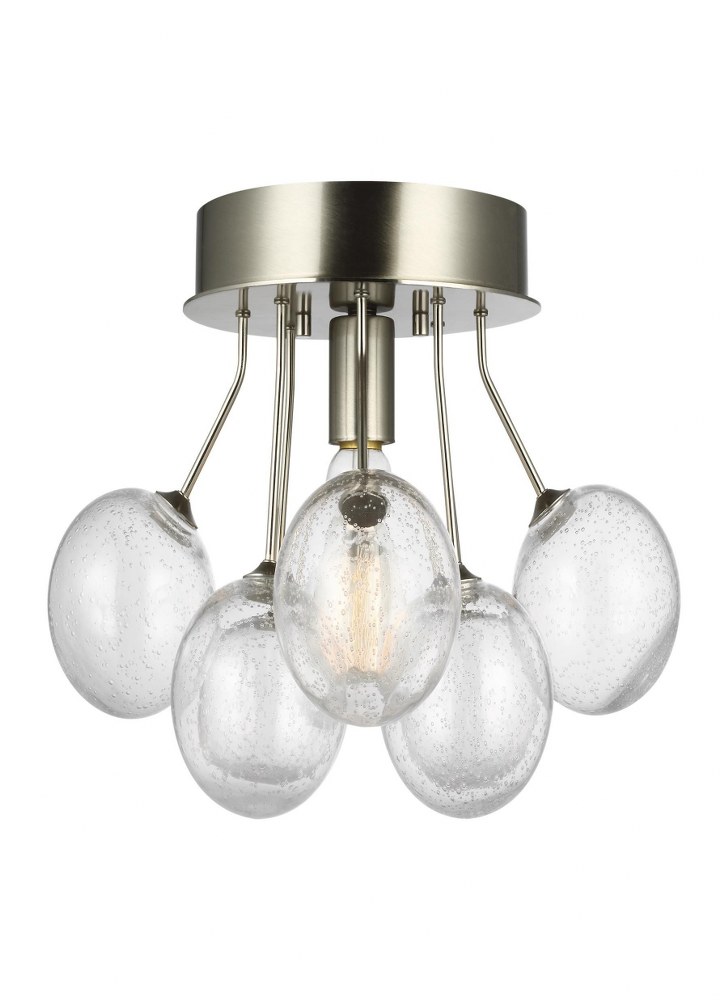 Sea Gull Lighting-7714301-962-Bronzeville - 1 Light Semi-Flush Mount in Modern Style - 15 inches wide by 10.13 inches high Brushed Nickel  Satin Brass Finish with Clear Seeded Glass