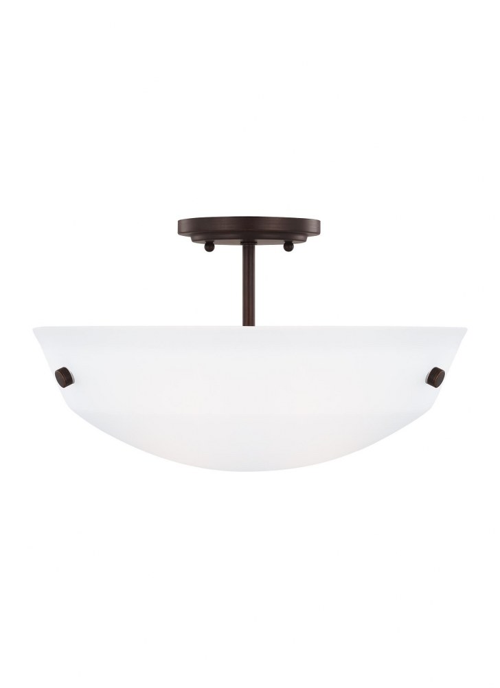 Sea Gull Lighting-7715202-710-Kerrville - 2 Light Semi-Flush Convertible Pendant in Transitional Style - 15 inches wide by 10.5 inches high Incandescent Lamping  Bronze Finish with Satin Etched Glass