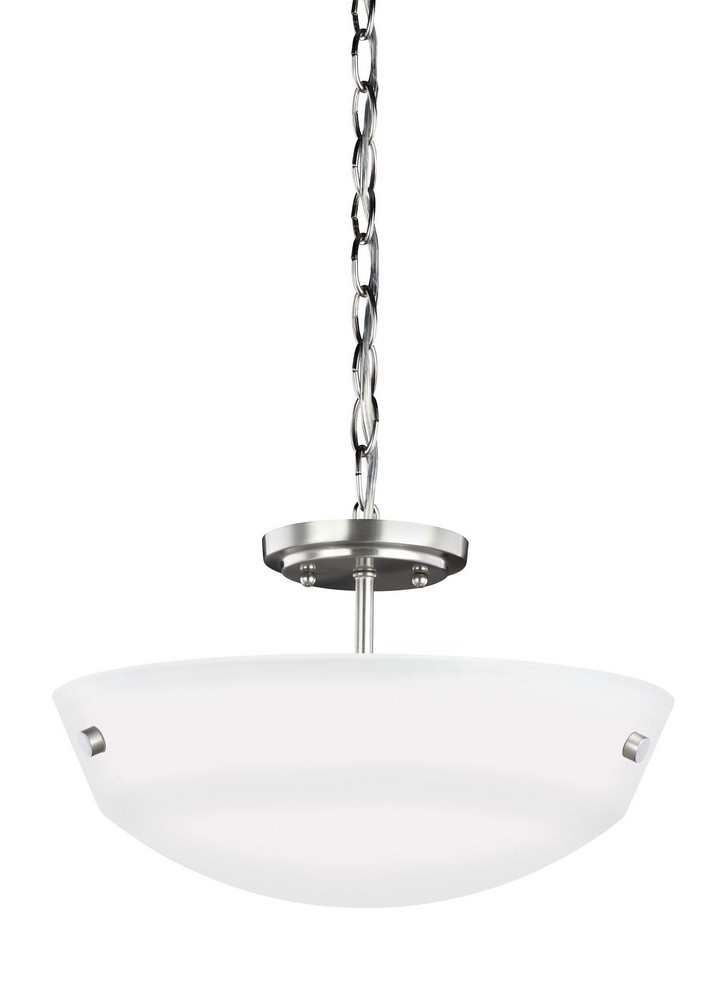 Sea Gull Lighting-7715202-962-Kerrville - 2 Light Semi-Flush Convertible Pendant in Transitional Style - 15 inches wide by 10.5 inches high Brushed Nickel Incandescent Brushed Nickel Finish with Satin