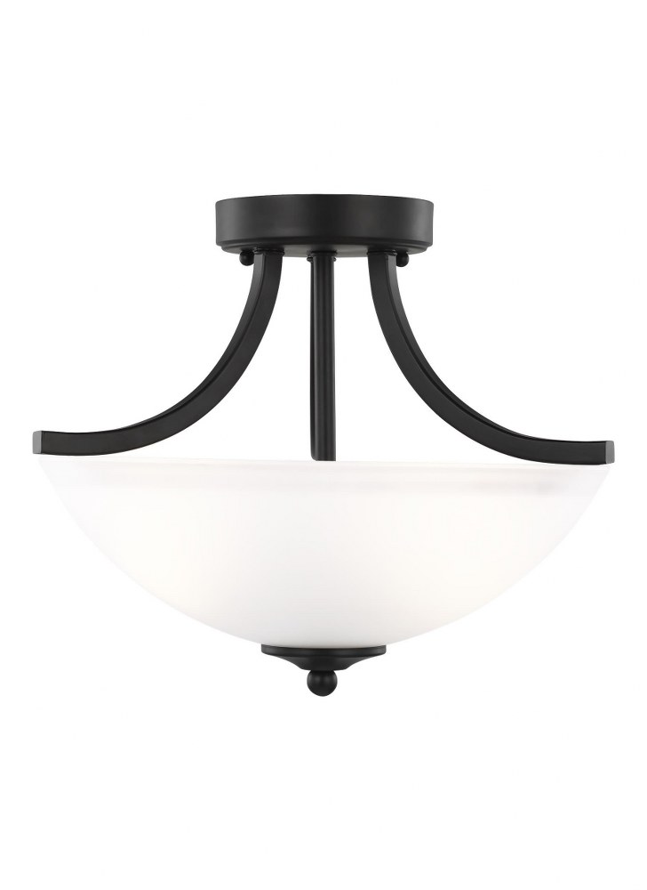 Sea Gull Lighting-7716502EN3-112-Geary - 2 Light Small Semi-Flush Convertible Pendant in Transitional Style - 13.88 inches wide by 12.38 inches high Midnight Black LED Brushed Nickel Finish with Satin