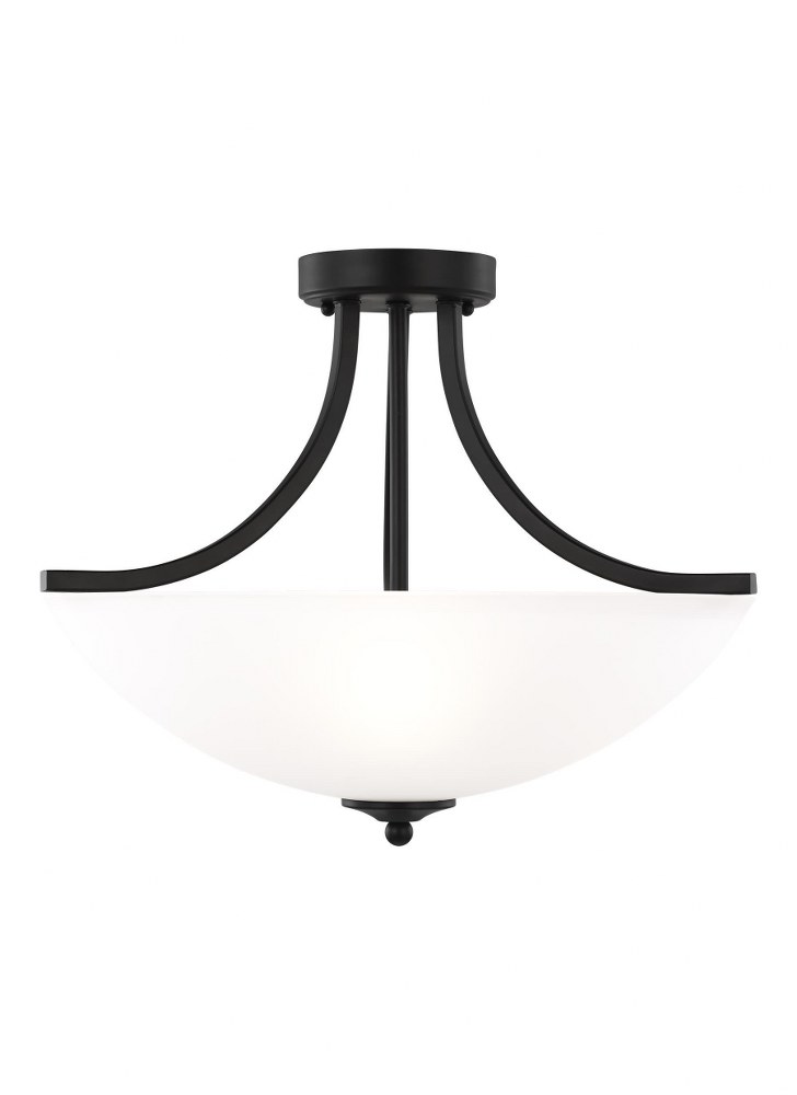 Sea Gull Lighting-7716503-112-Geary - 3 Light Small Semi-Flush Convertible Pendant in Transitional Style - 18.63 inches wide by 16.38 inches high Incandescent Lamping  Midnight Black Finish with Satin