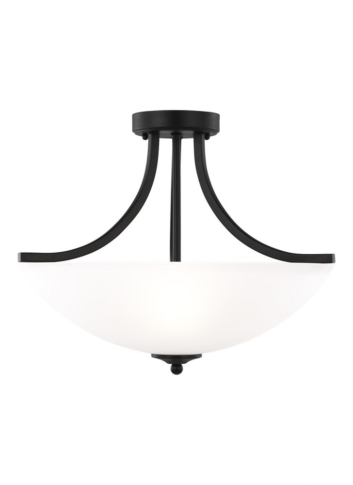 Sea Gull Lighting-7716503EN3-112-Geary - 3 Light Small Semi-Flush Convertible Pendant in Transitional Style - 18.63 inches wide by 16.38 inches high Midnight Black LED Brushed Nickel Finish with Satin