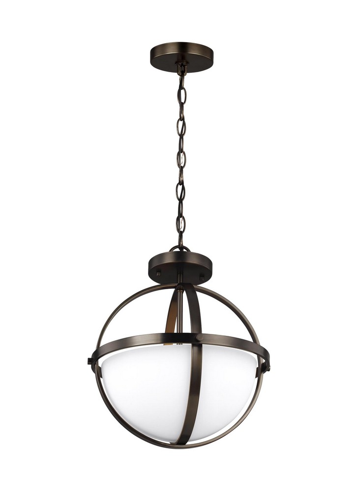 Sea Gull Lighting-7724602-778-Alturas 2-Light Convertible Pendant in Contemporary Style - 14 inches wide by 16.38 inches high Brushed Oil Rubbed Bronze Incandescent Brushed Nickel Finish with Etched/W